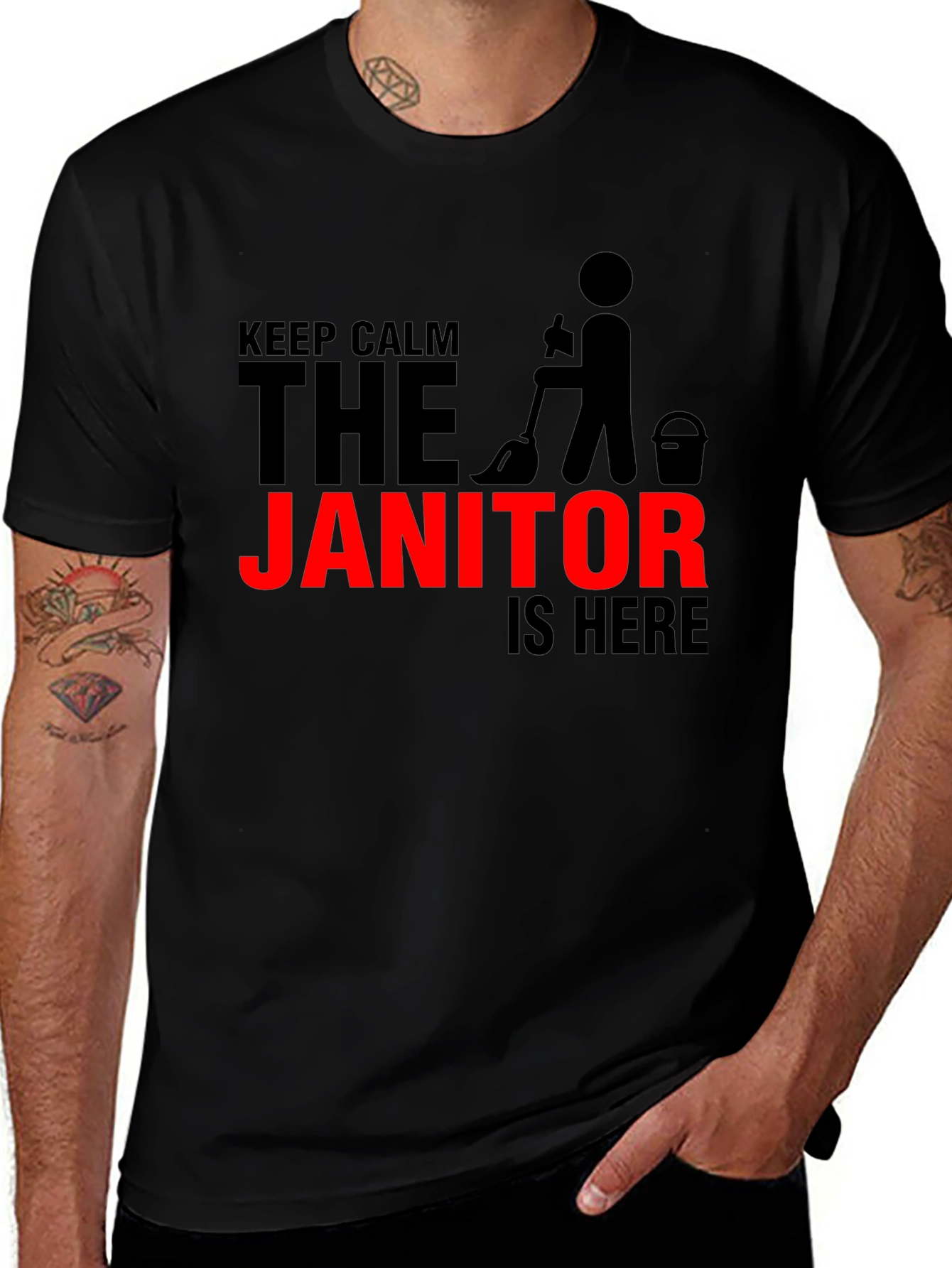 Keep Calm Janitor T-Shirt - Funny Cleaning Crew Tee