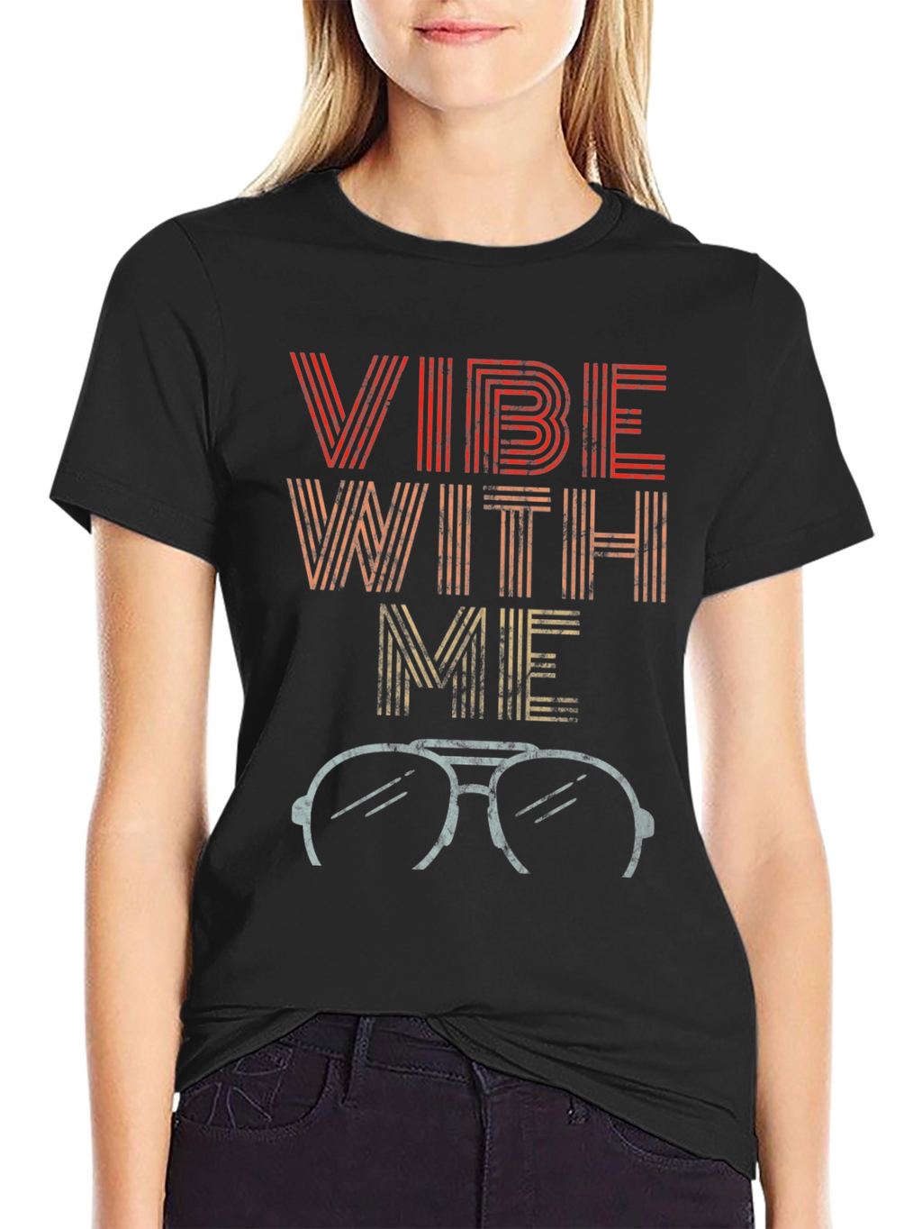 Vibe With Me Retro Style Graphic T-Shirt