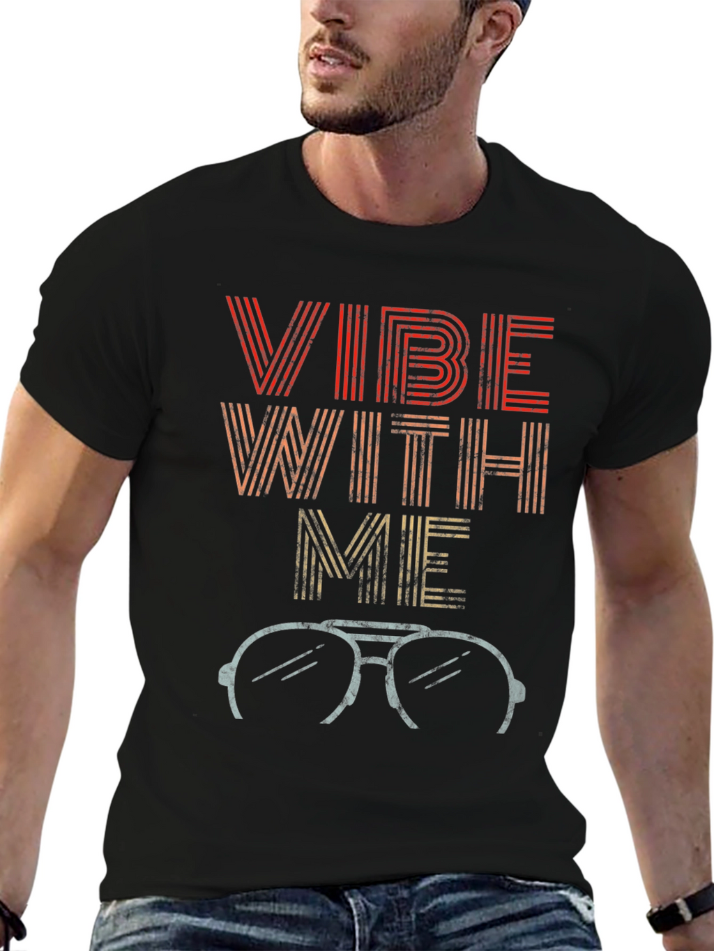 Vibe With Me Retro Style Graphic T-Shirt