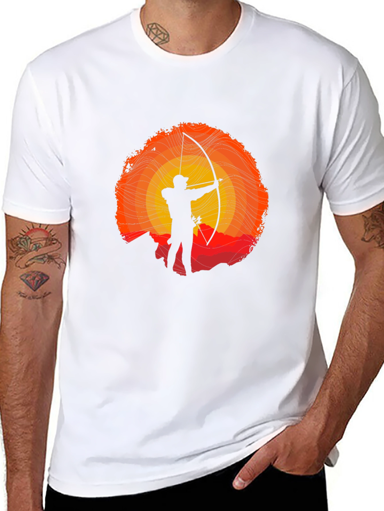 Archer Silhouette Graphic T-Shirt - Sunset Design