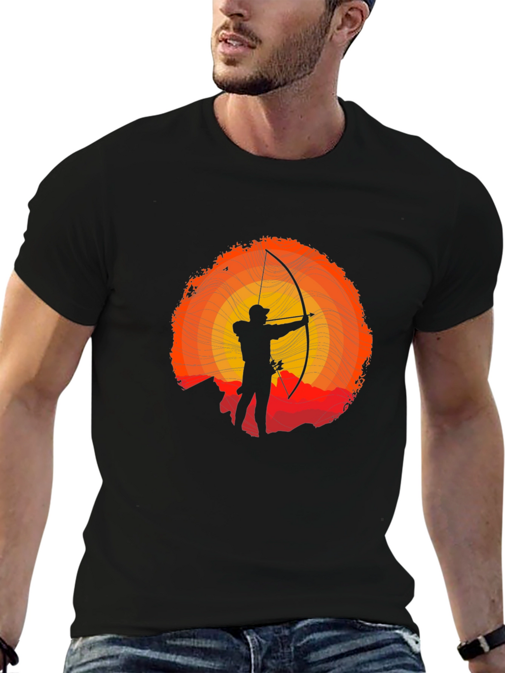 Archer Silhouette Graphic T-Shirt - Sunset Design