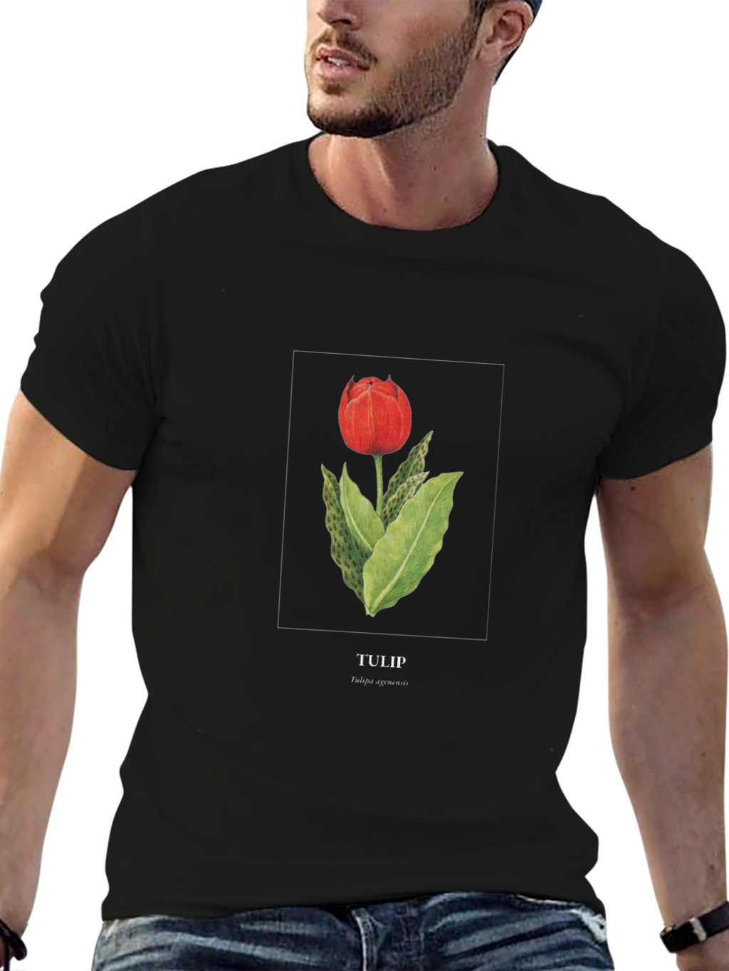Tulip Graphic Black T-Shirt