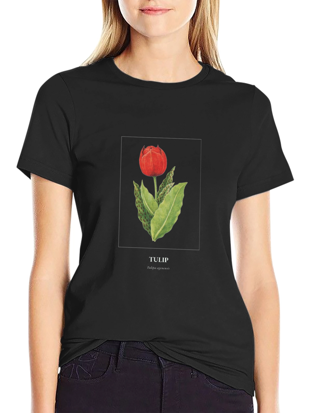 Tulip Graphic Black T-Shirt