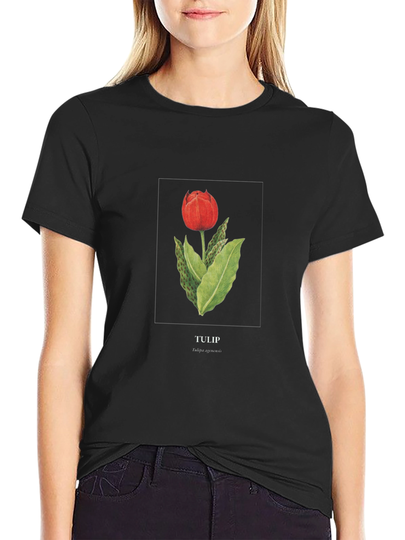 Tulip Graphic Black T-Shirt