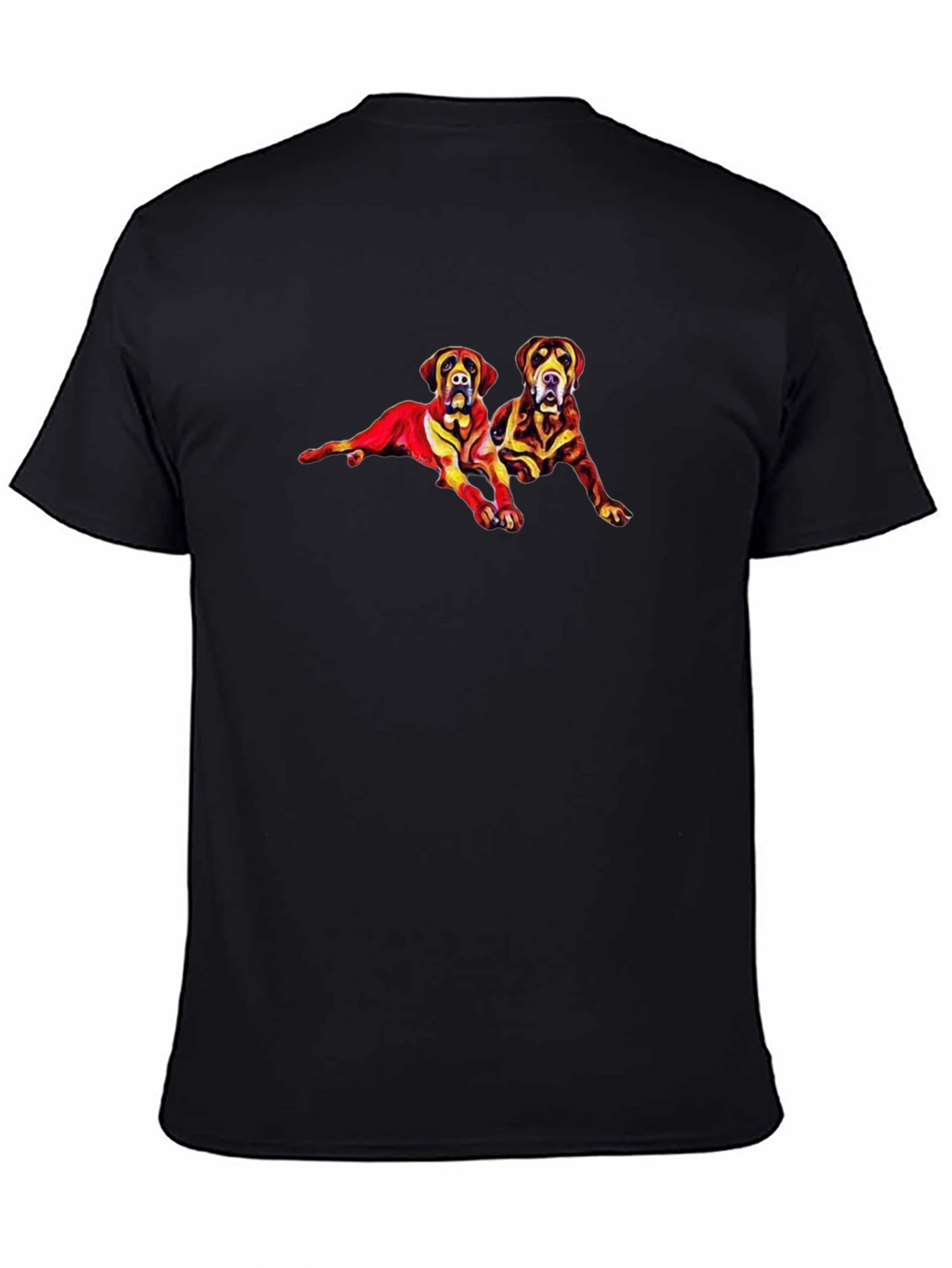 Dog Duo Graphic Tee - Black Cotton Casual Shirt