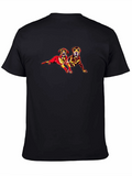 Dog Duo Graphic Tee - Black Cotton Casual Shirt