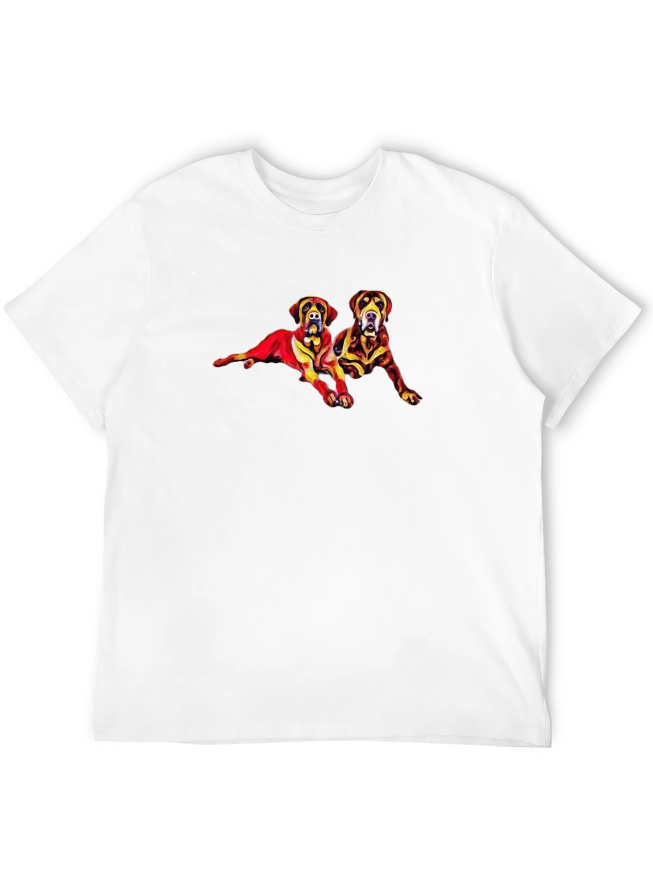 Dog Duo Graphic Tee - Black Cotton Casual Shirt