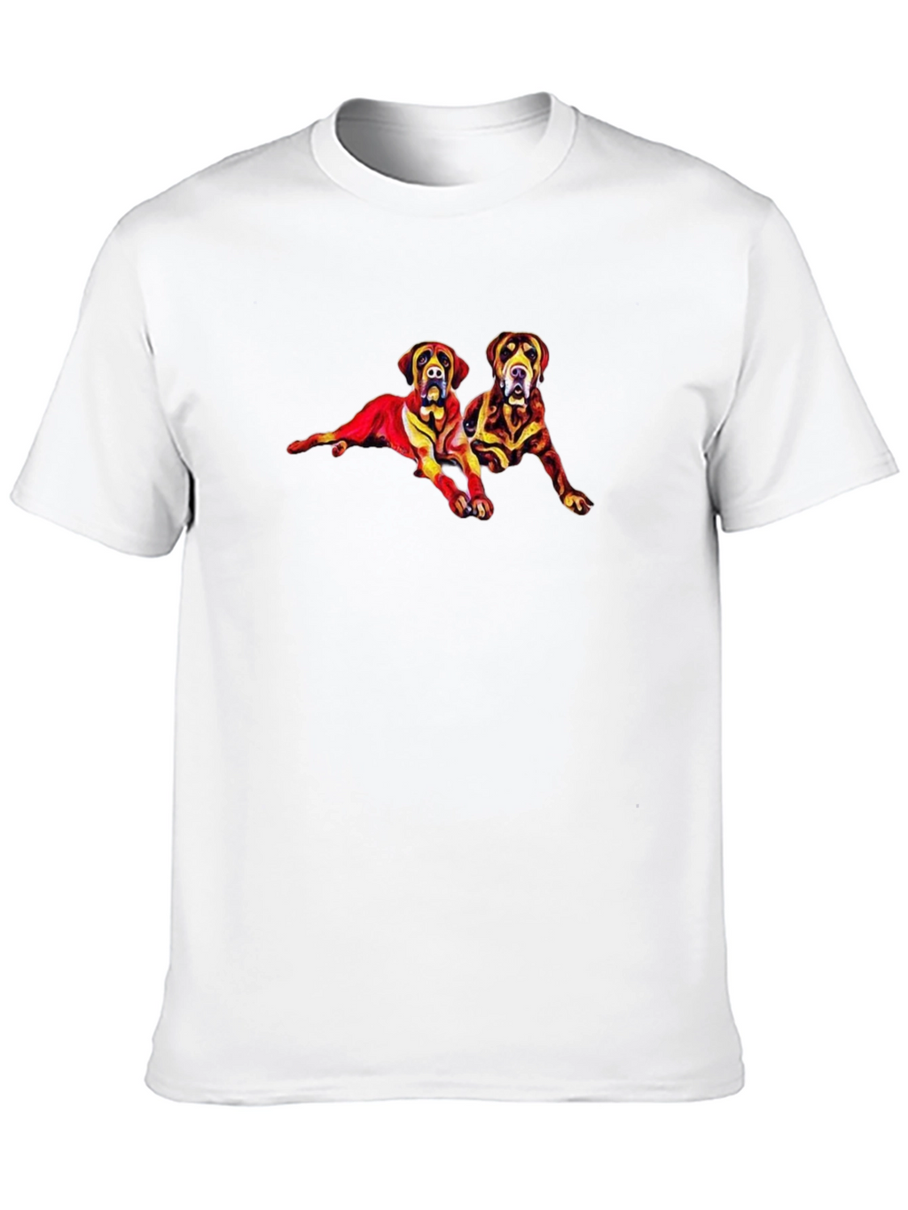 Dog Duo Graphic Tee - Black Cotton Casual Shirt