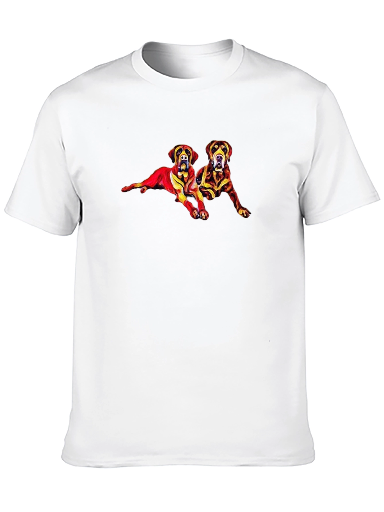 Dog Duo Graphic Tee - Black Cotton Casual Shirt