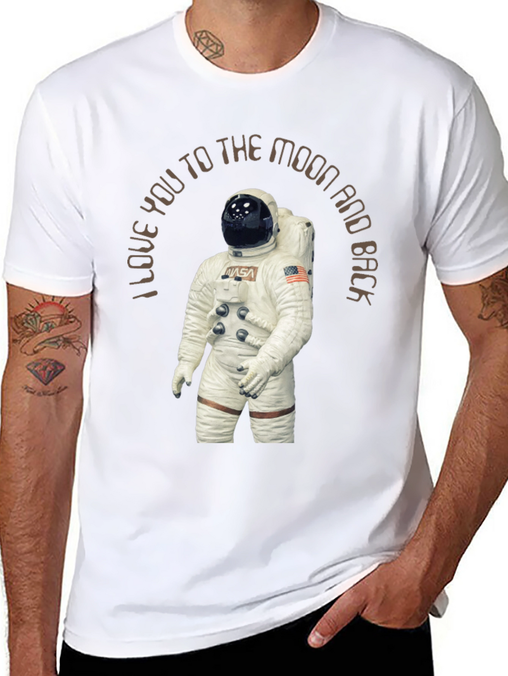 Moon and Back Astronaut Graphic Tee - Black