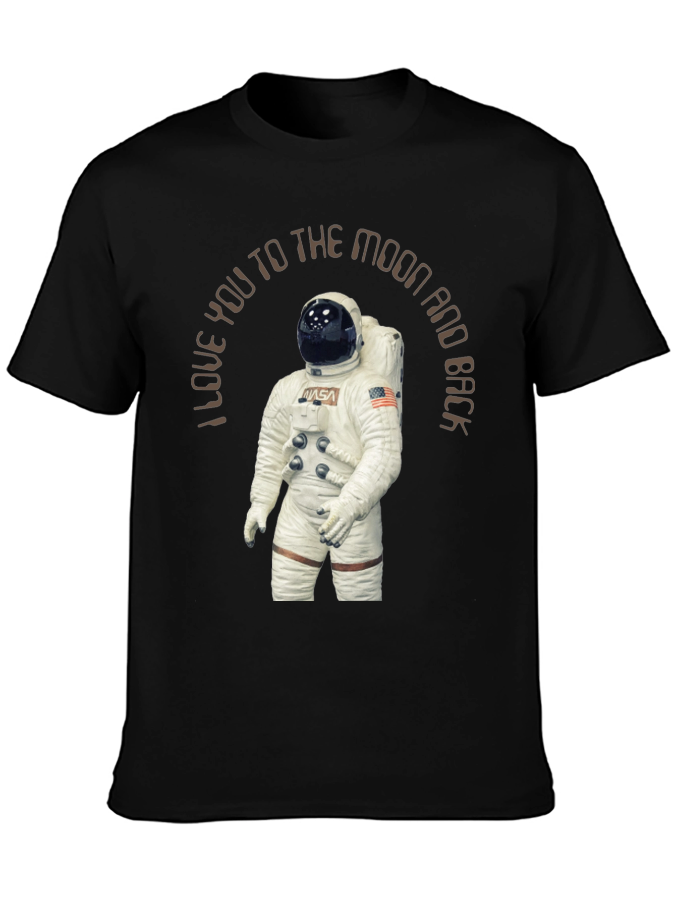 Moon and Back Astronaut Graphic Tee - Black