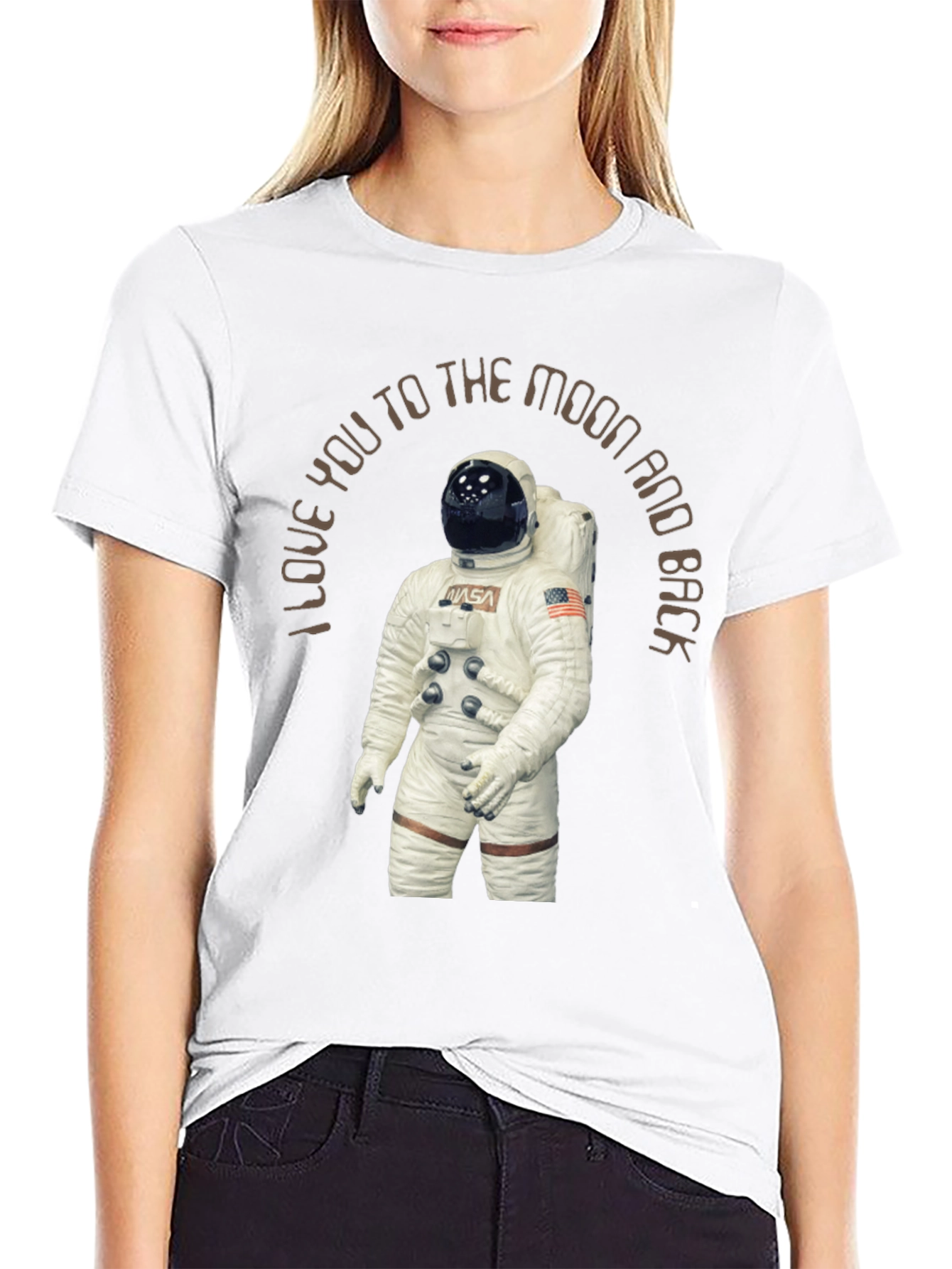 Moon and Back Astronaut Graphic Tee - Black