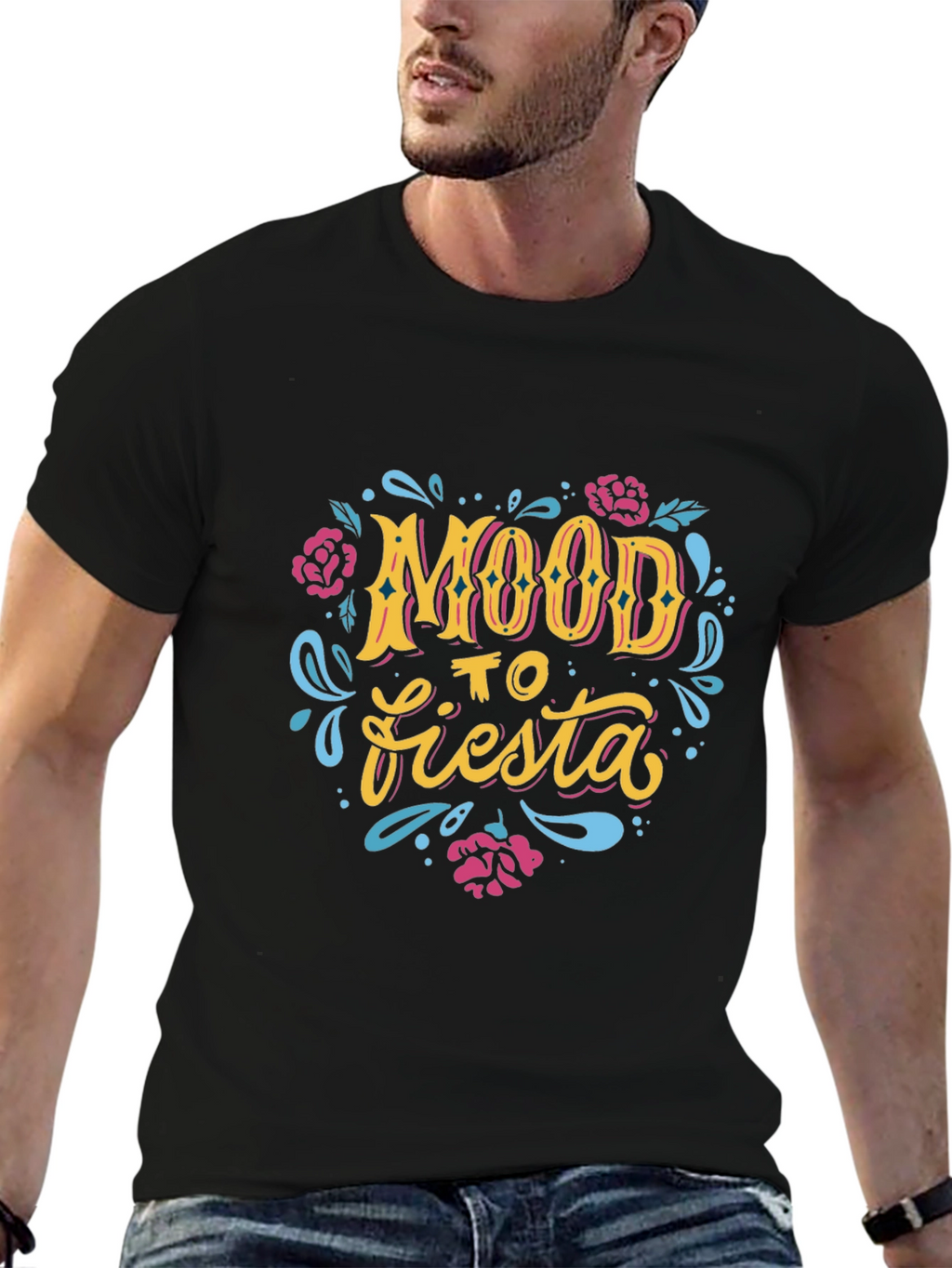 Mood To Fiesta Graphic Tee - Black Crew Neck