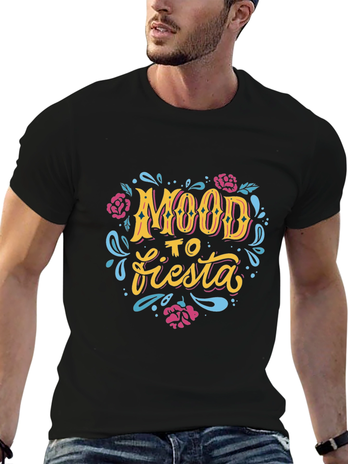 Mood To Fiesta Graphic Tee - Black Crew Neck