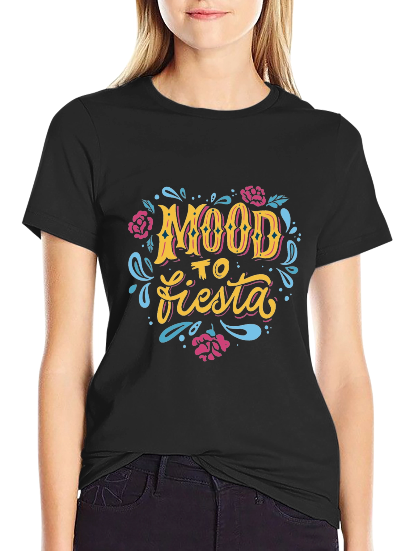 Mood To Fiesta Graphic Tee - Black Crew Neck