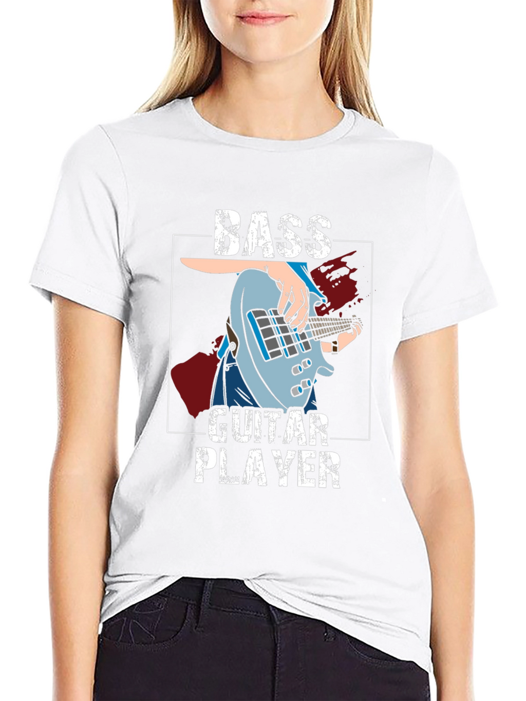 Bass Guitar Player Graphic T-Shirt - Black