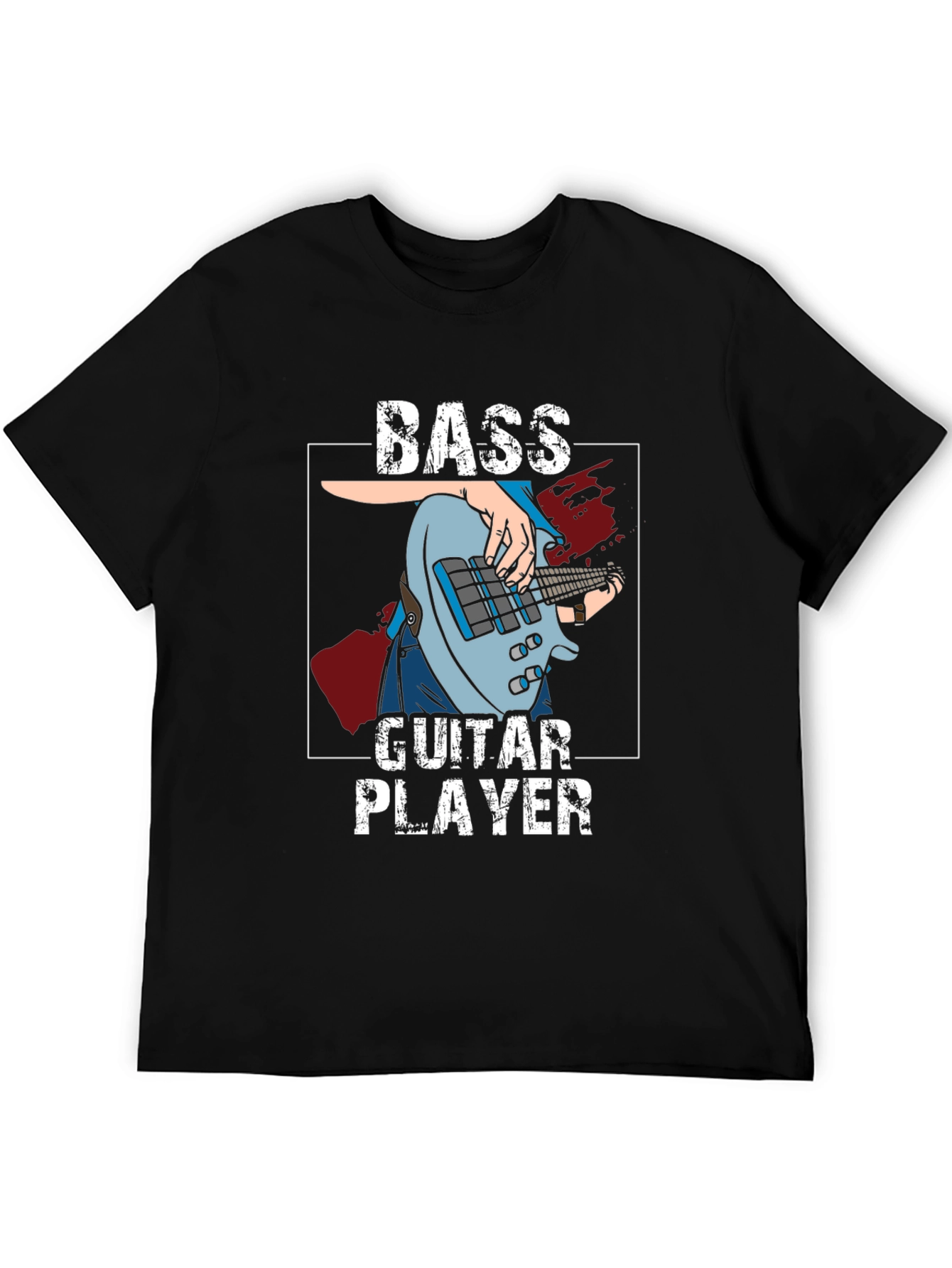 Bass Guitar Player Graphic T-Shirt - Black