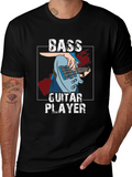 Bass Guitar Player Graphic T-Shirt - Black