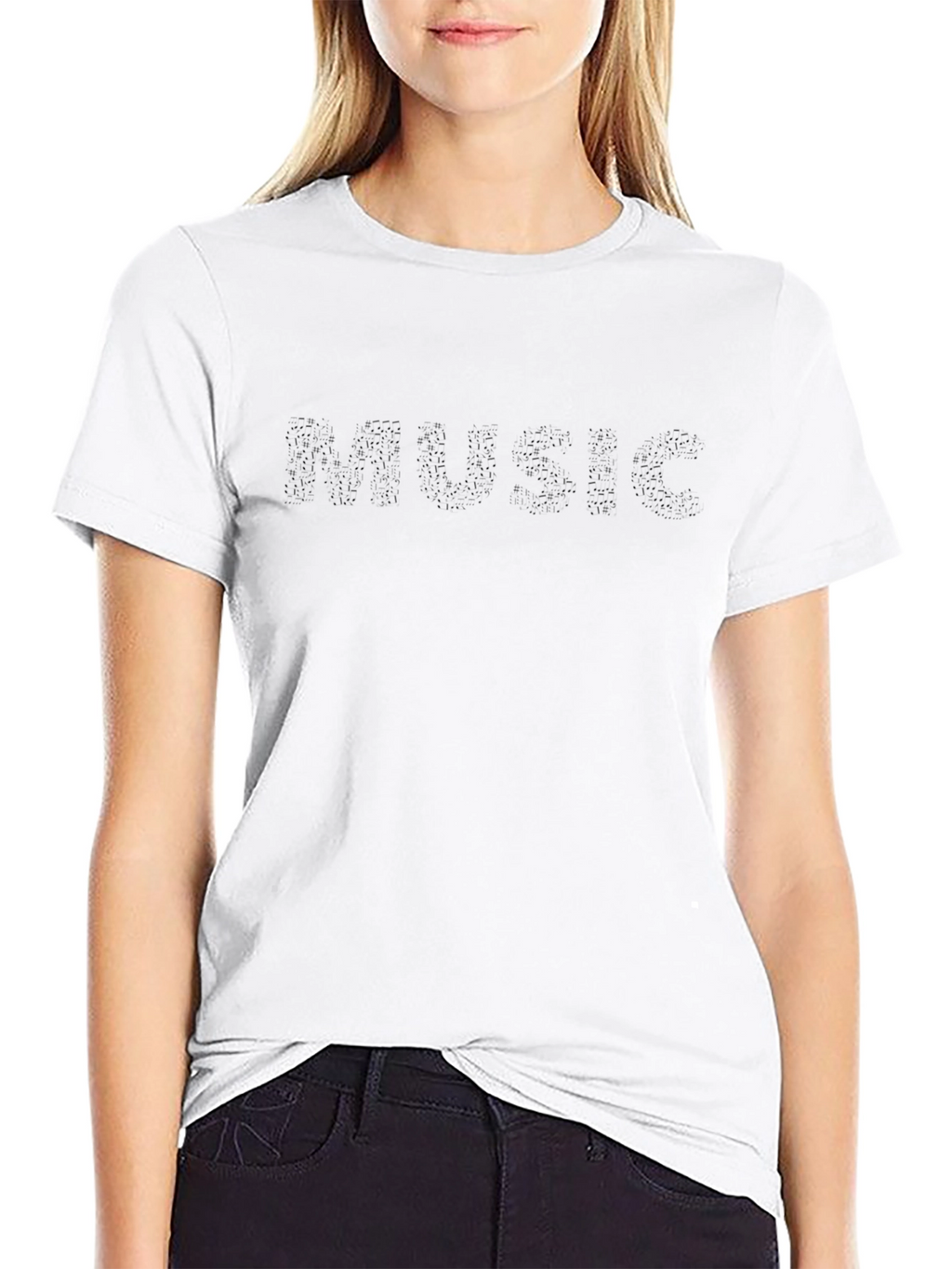 Mens Black MUSIC Graphic Print T-Shirt