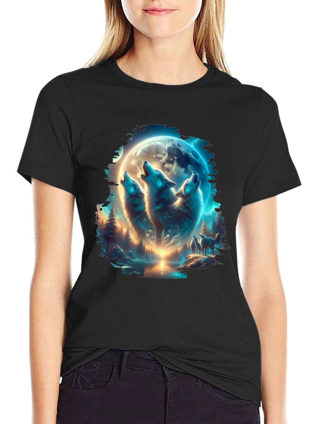Wolf Pack Moon T-Shirt - Black