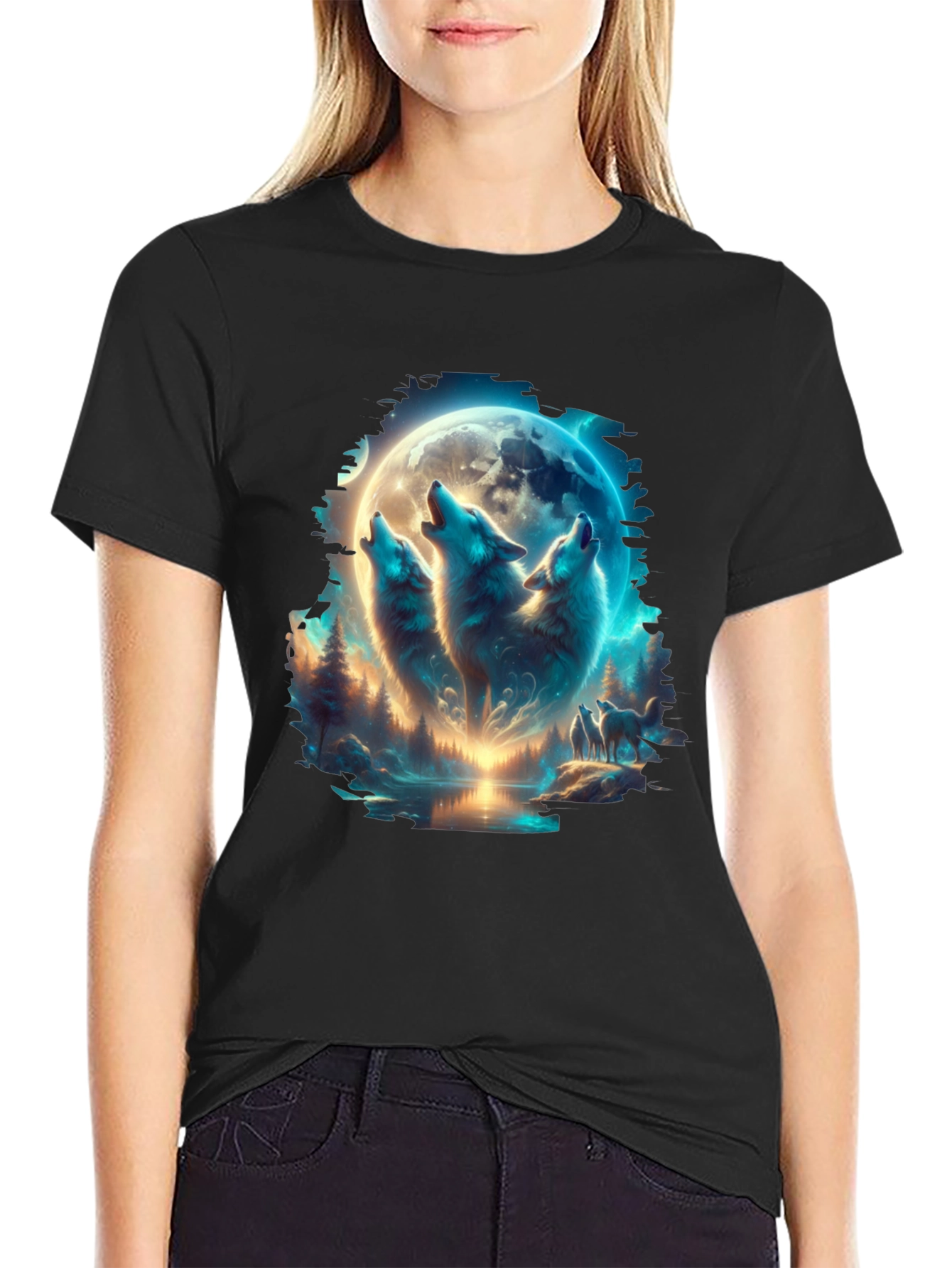 Wolf Pack Moon T-Shirt - Black