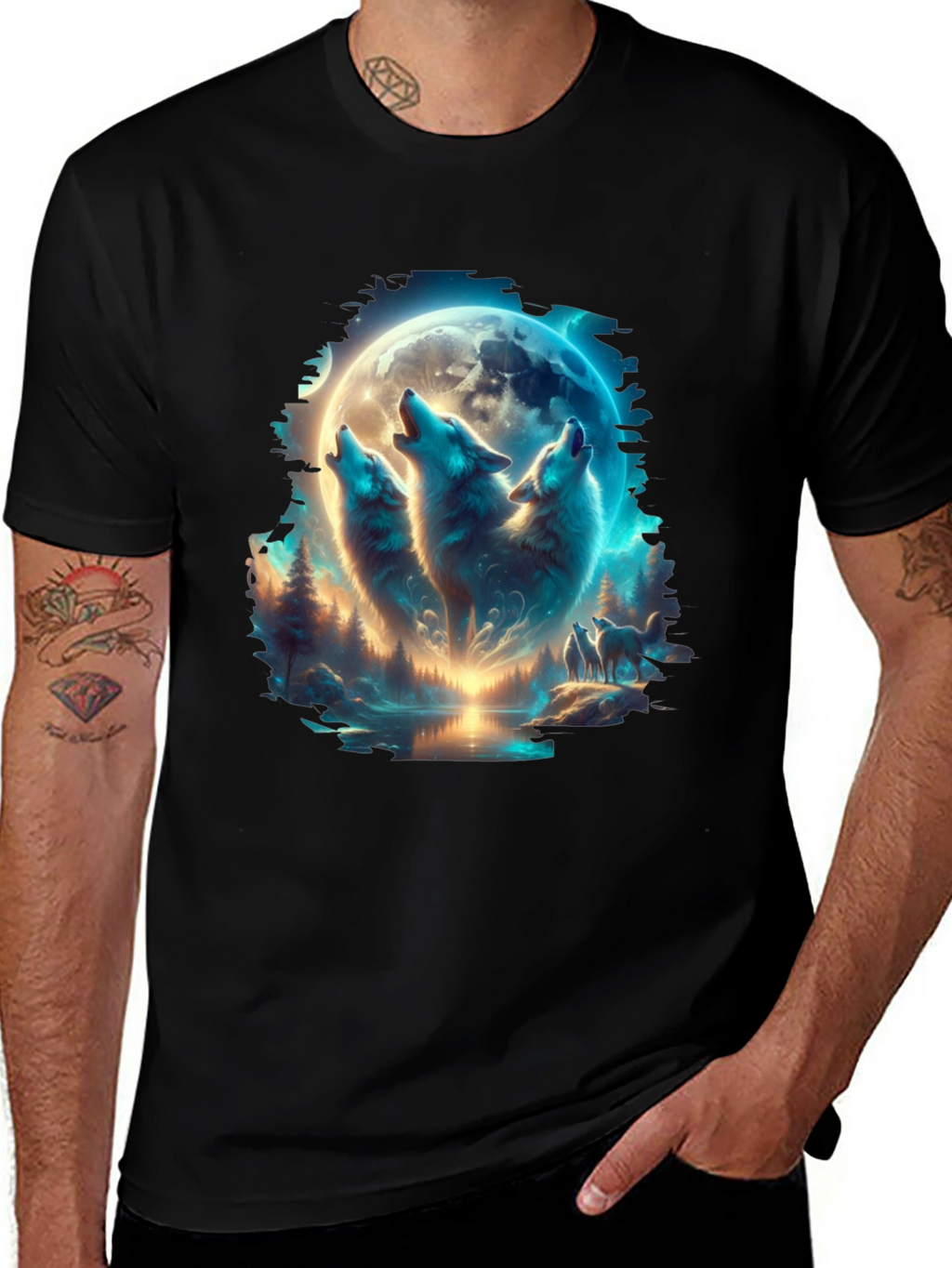 Wolf Pack Moon T-Shirt - Black