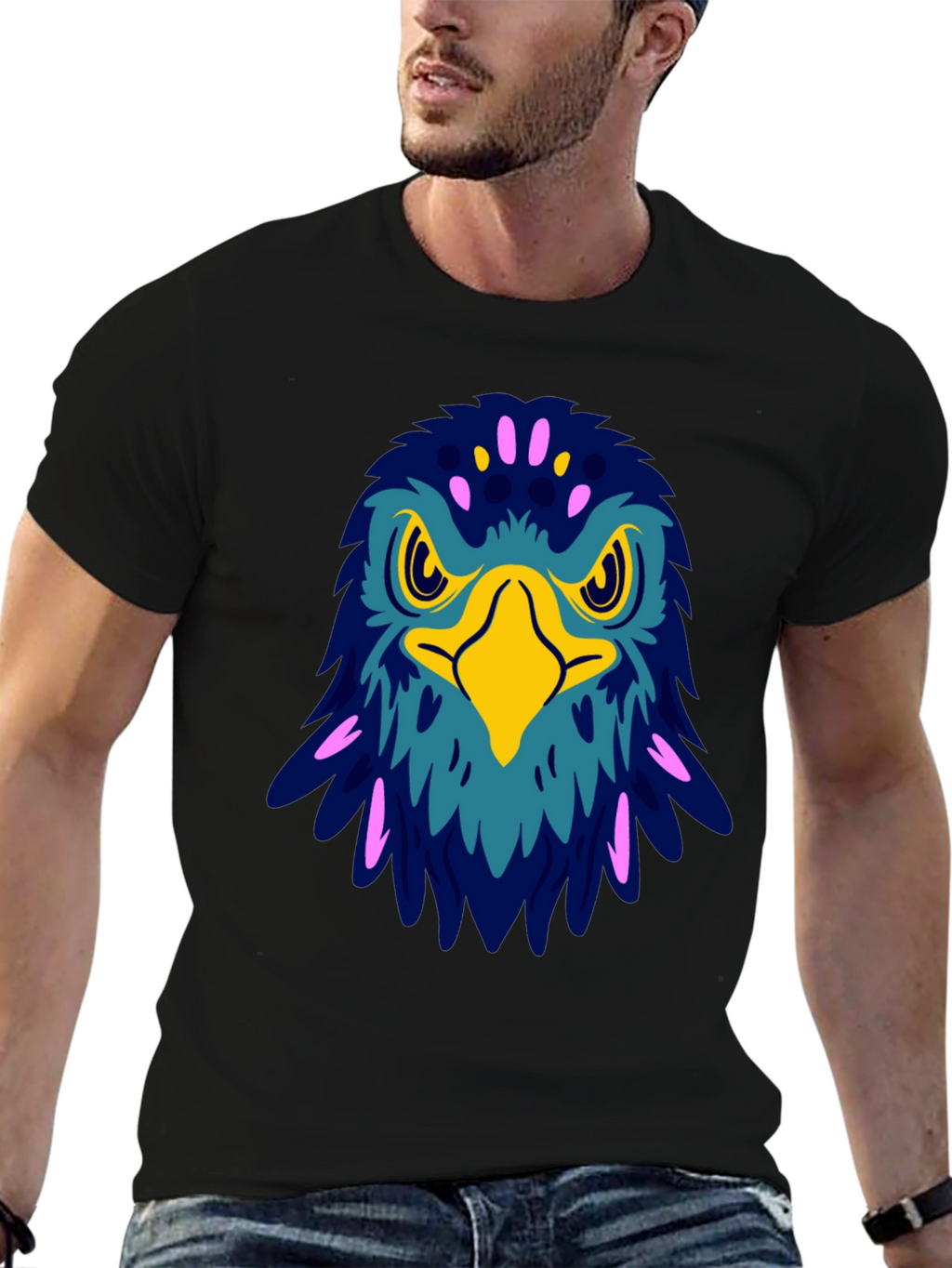 Bold Eagle Graphic Tee - Black