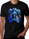 Cool Alien Squad Black Graphic Tee