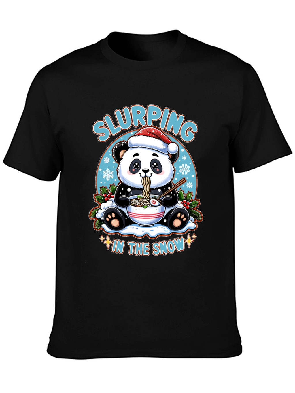 Slurping Panda Ramen Christmas T-Shirt