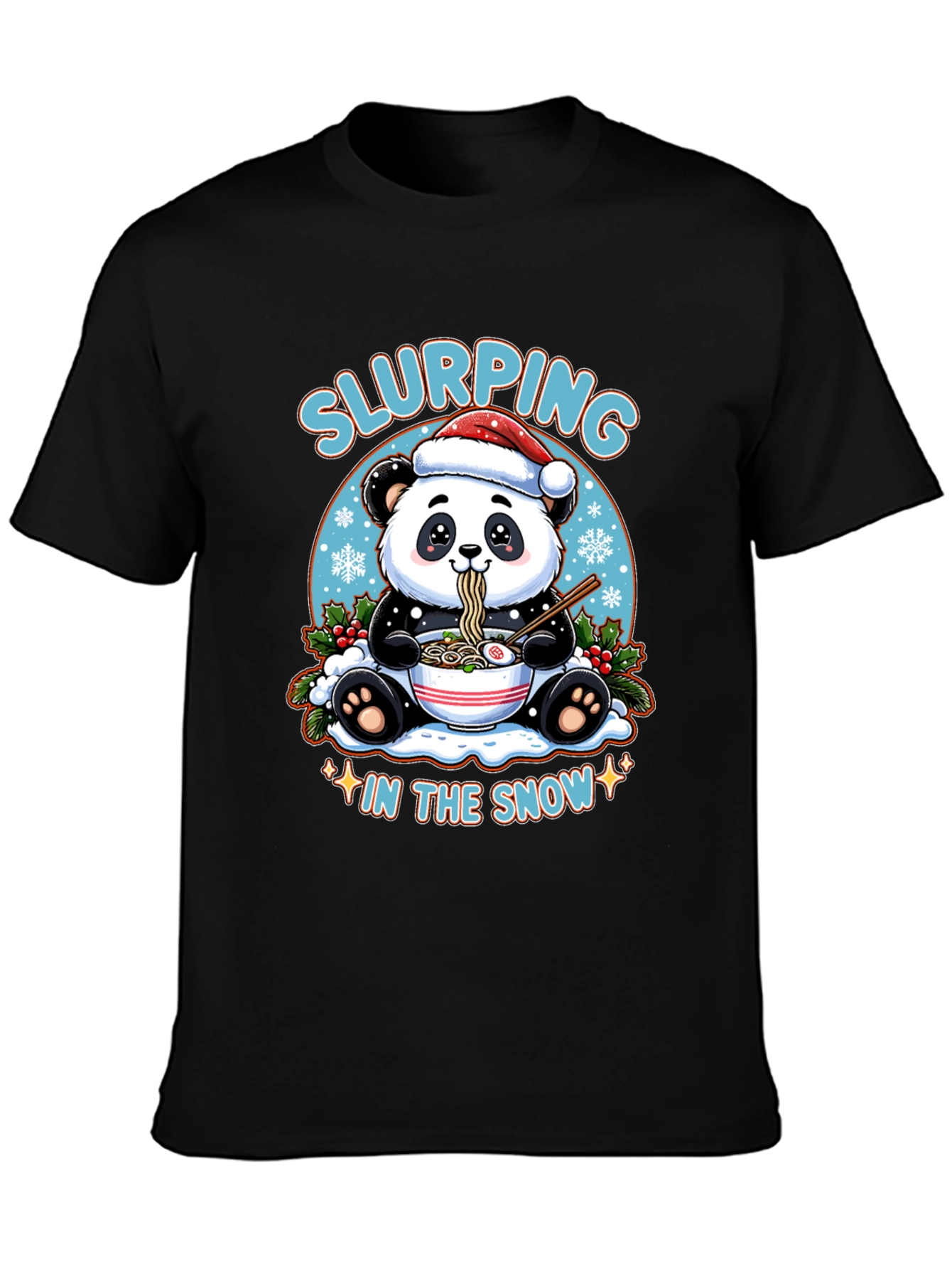 Slurping Panda Ramen Christmas T-Shirt