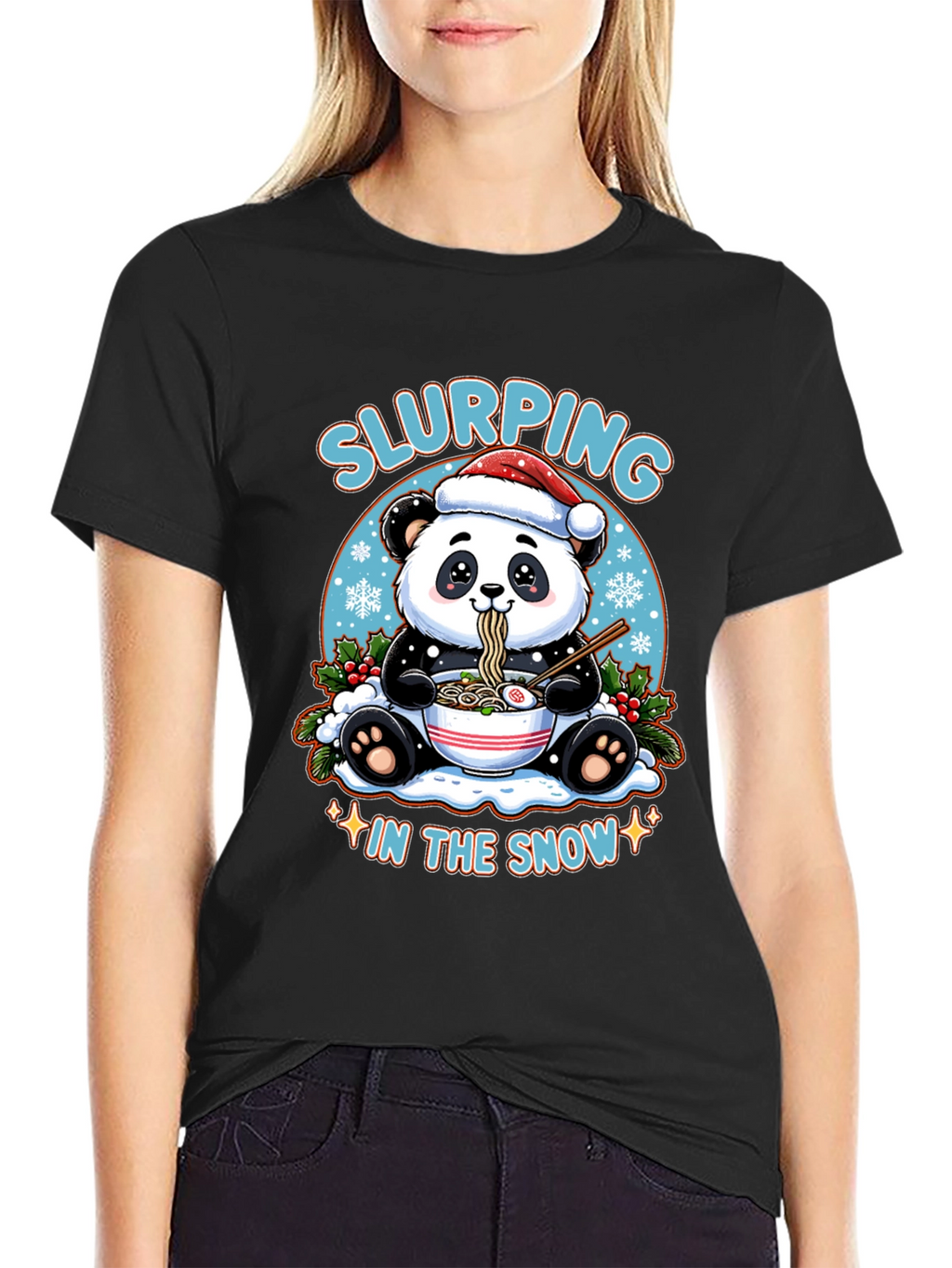 Slurping Panda Ramen Christmas T-Shirt