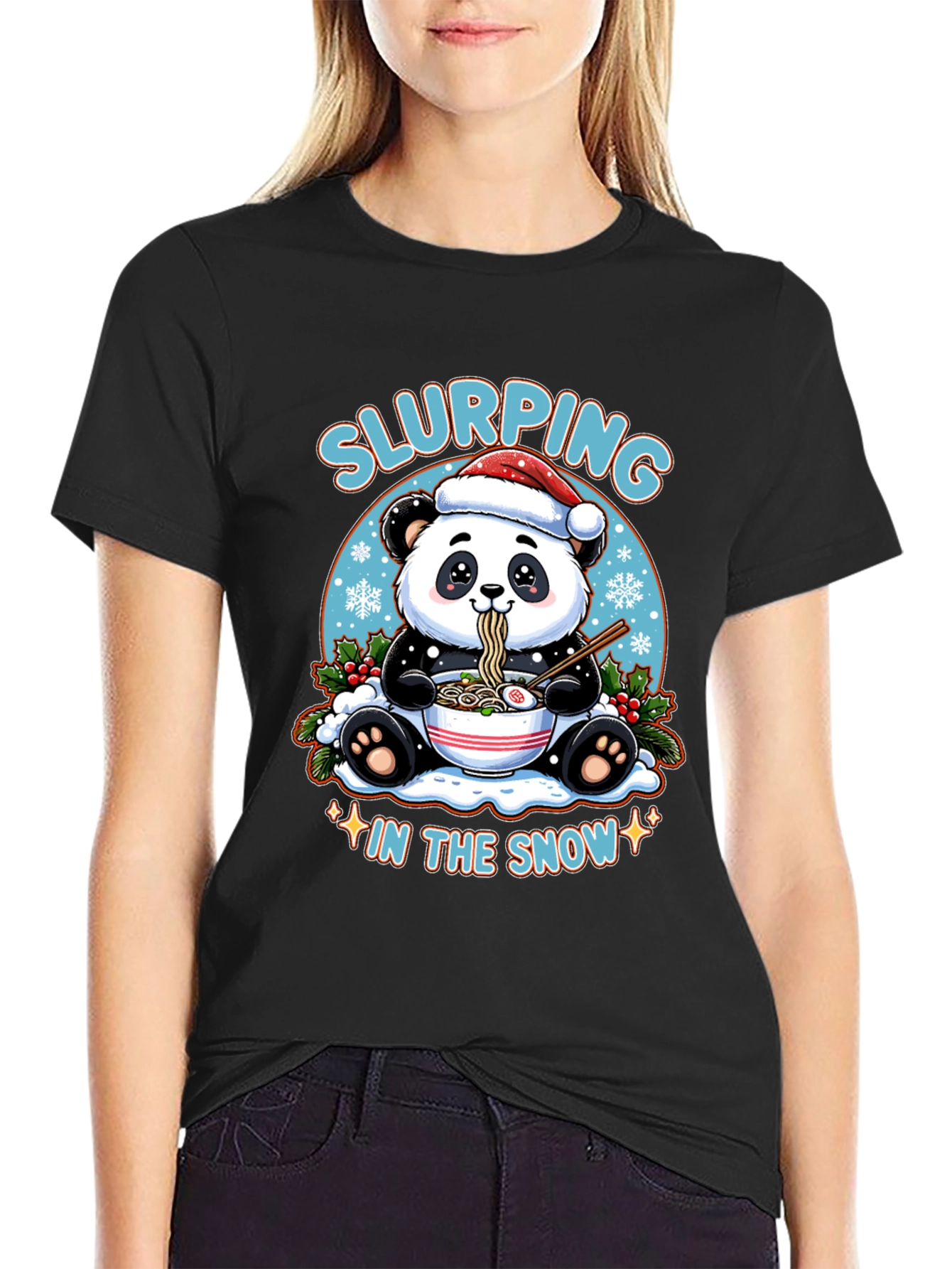Slurping Panda Ramen Christmas T-Shirt