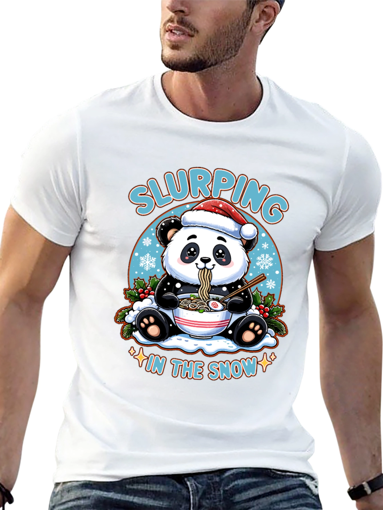 Slurping Panda Ramen Christmas T-Shirt