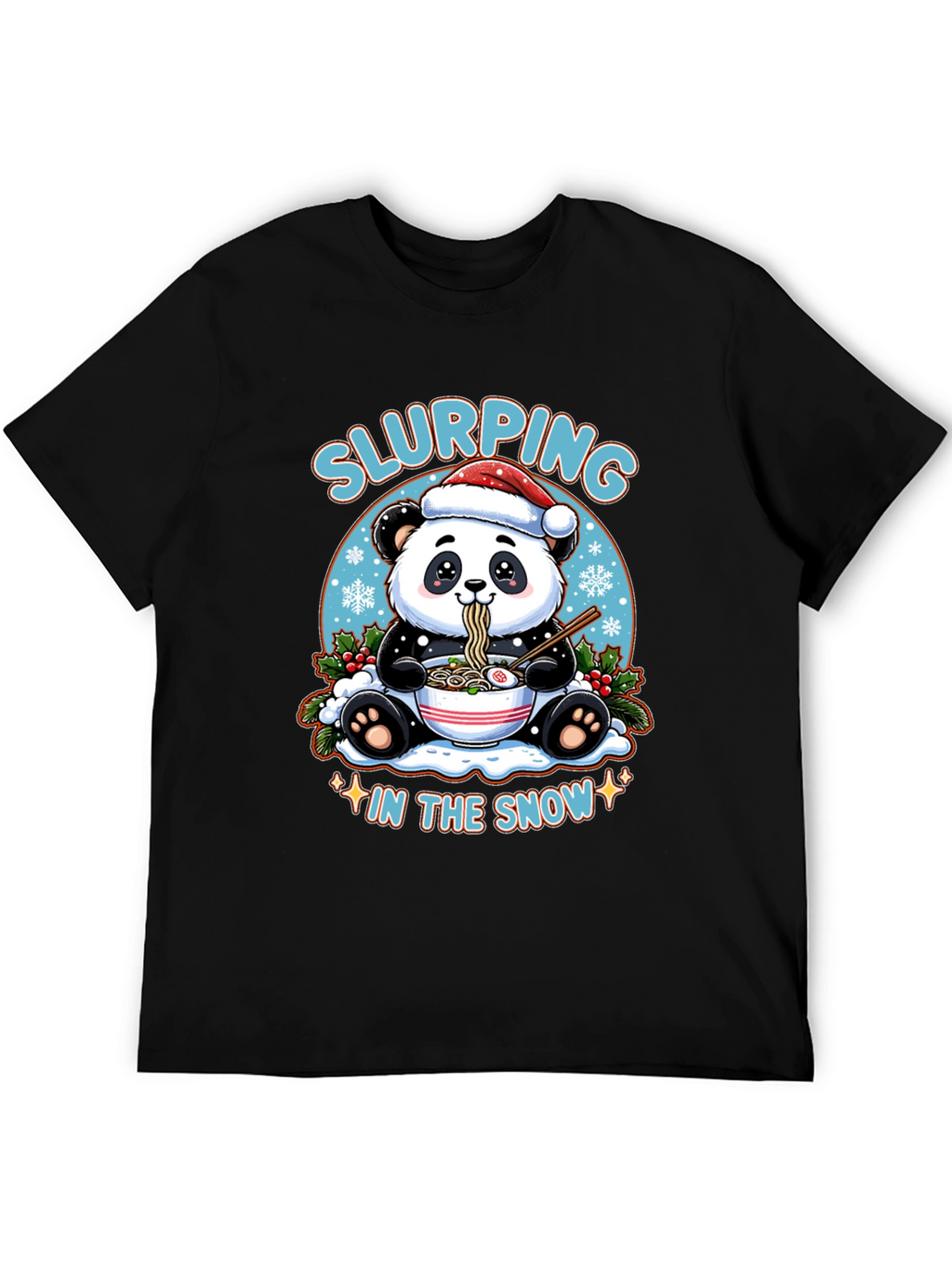 Slurping Panda Ramen Christmas T-Shirt