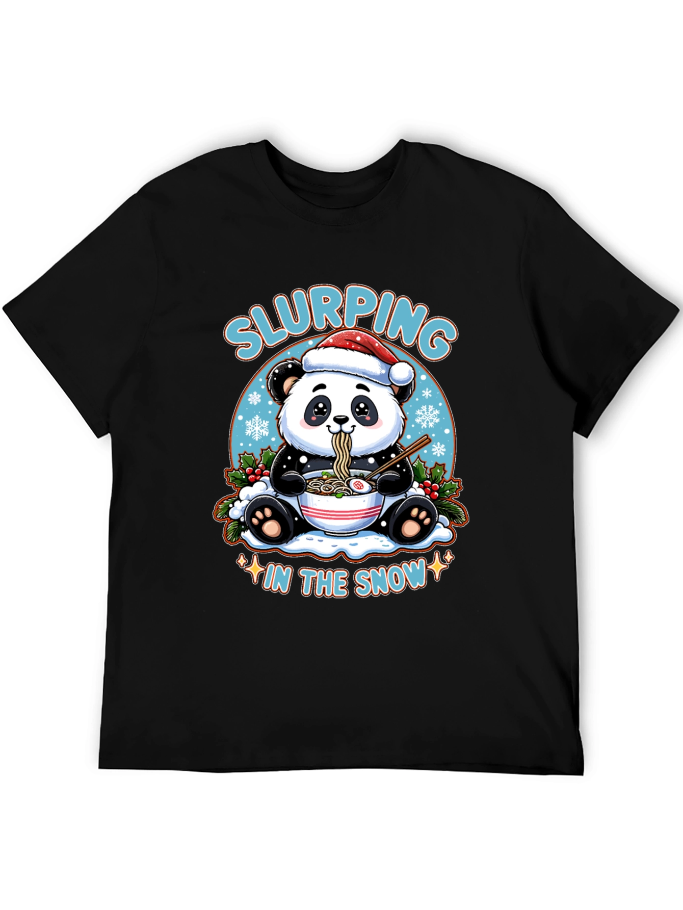 Slurping Panda Ramen Christmas T-Shirt