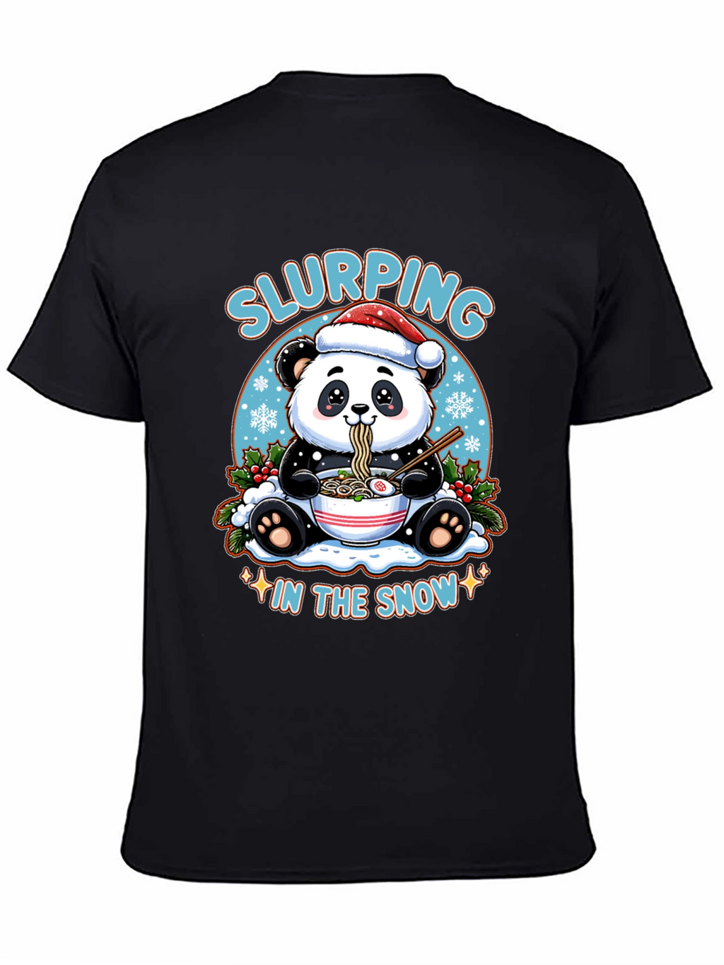 Slurping Panda Ramen Christmas T-Shirt