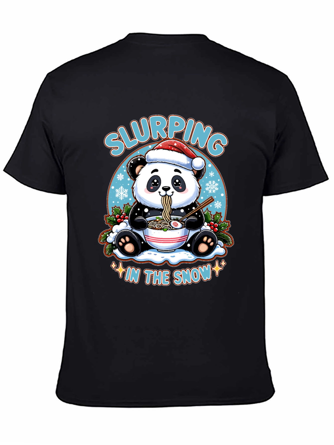 Slurping Panda Ramen Christmas T-Shirt