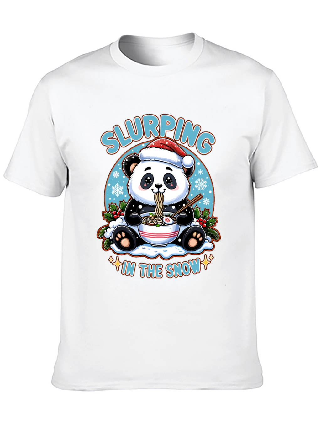 Slurping Panda Ramen Christmas T-Shirt