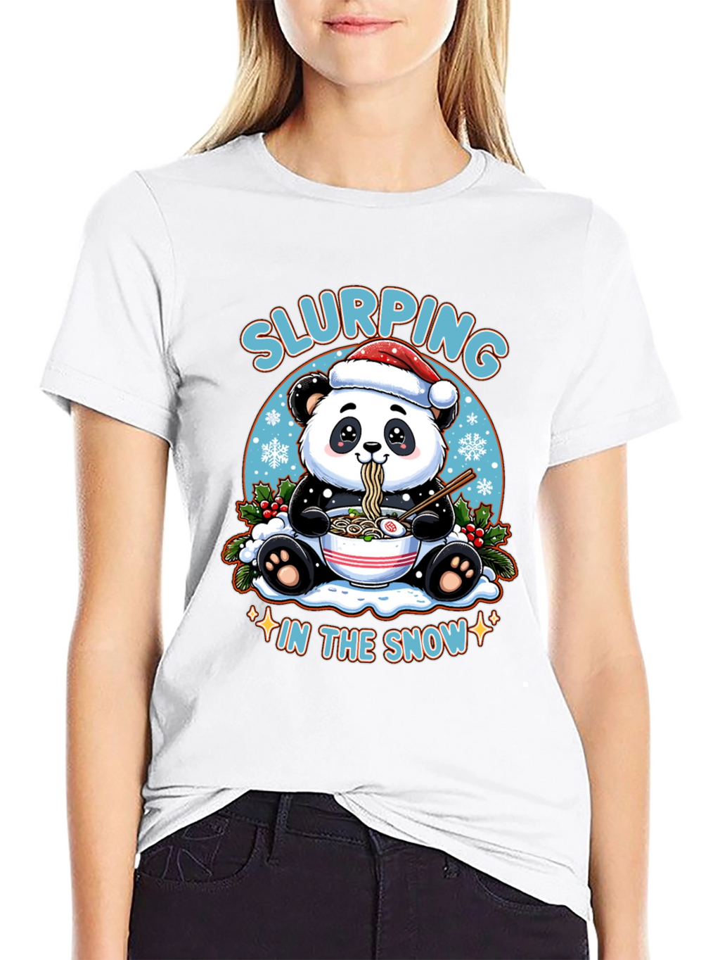 Slurping Panda Ramen Christmas T-Shirt