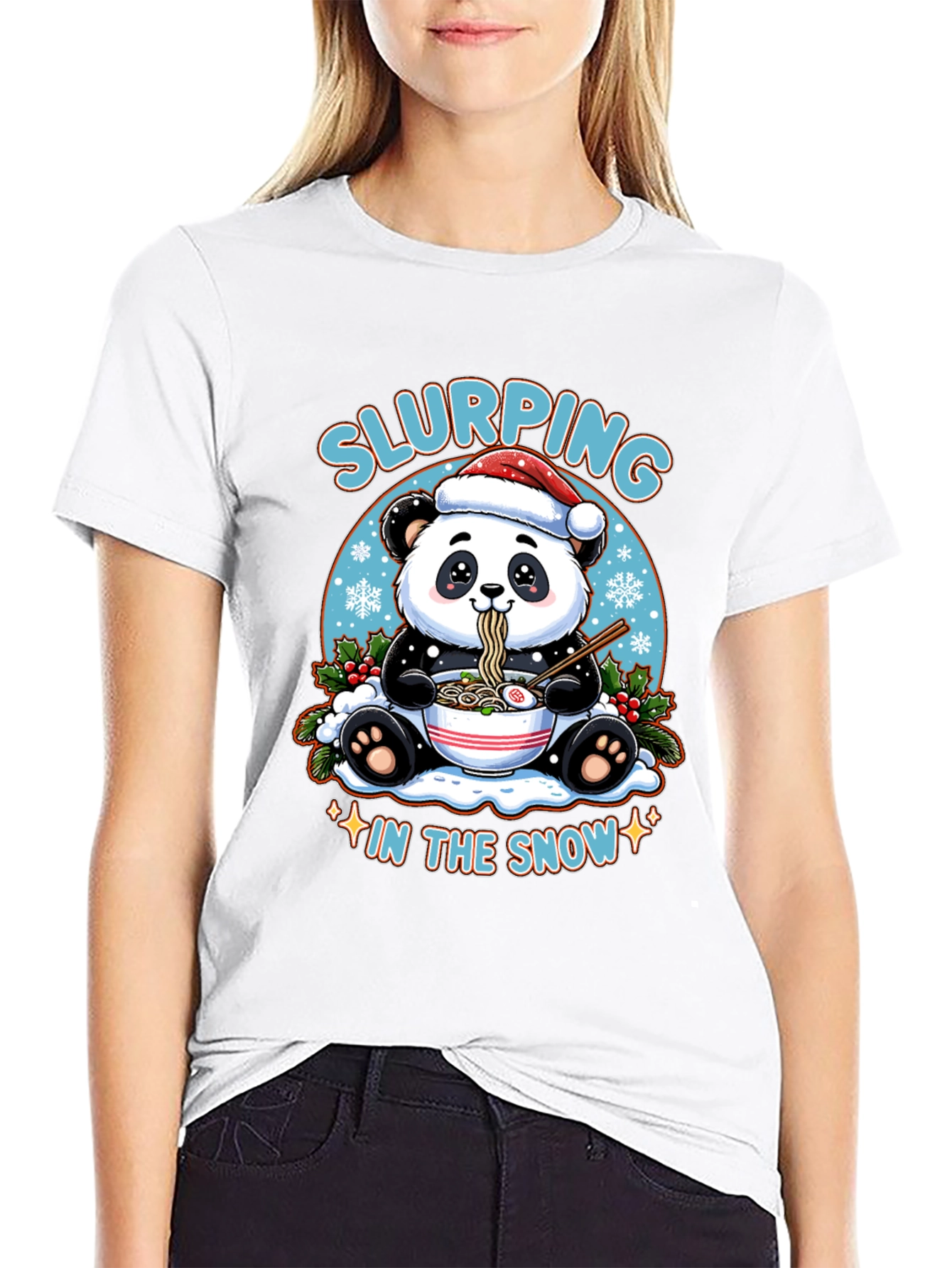 Slurping Panda Ramen Christmas T-Shirt