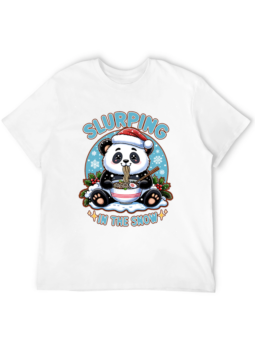 Slurping Panda Ramen Christmas T-Shirt