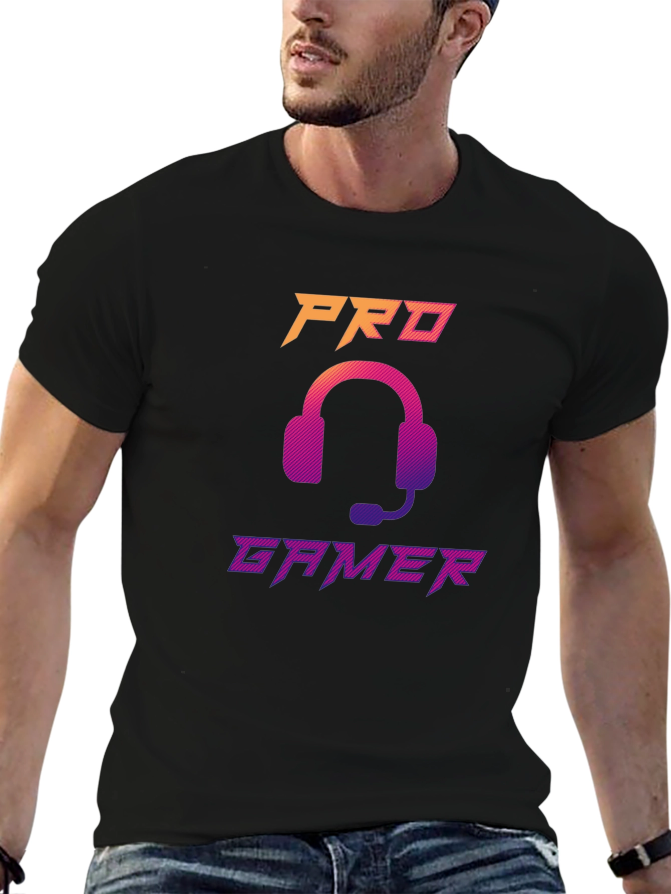 Pro Gamer Headset Graphic Tee - Black