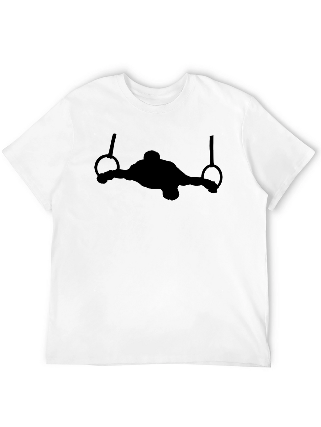 Gymnastics Rings Black T-Shirt - Athlete Silhouette