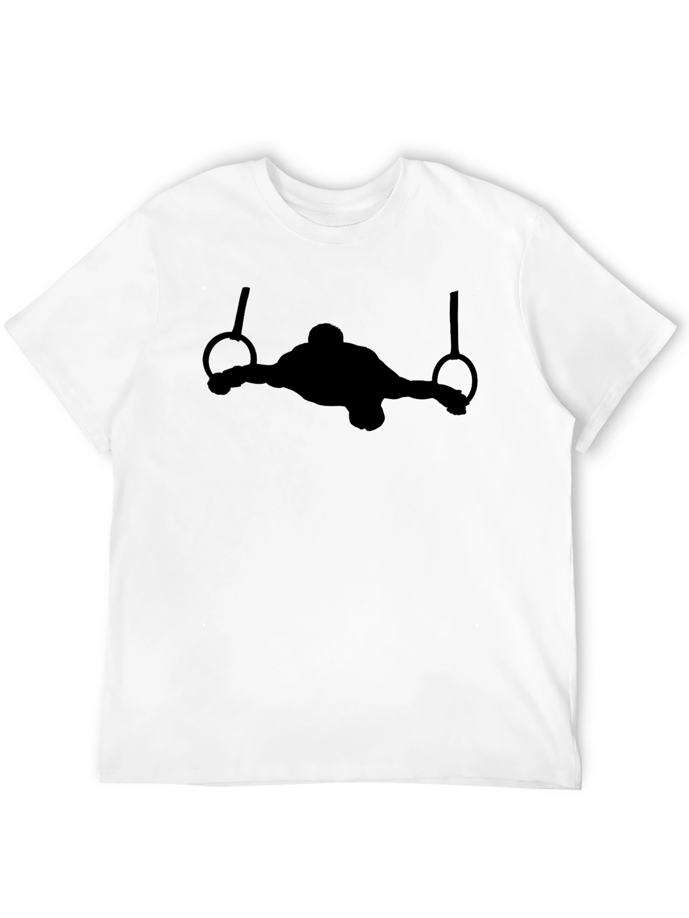 Gymnastics Rings Black T-Shirt - Athlete Silhouette