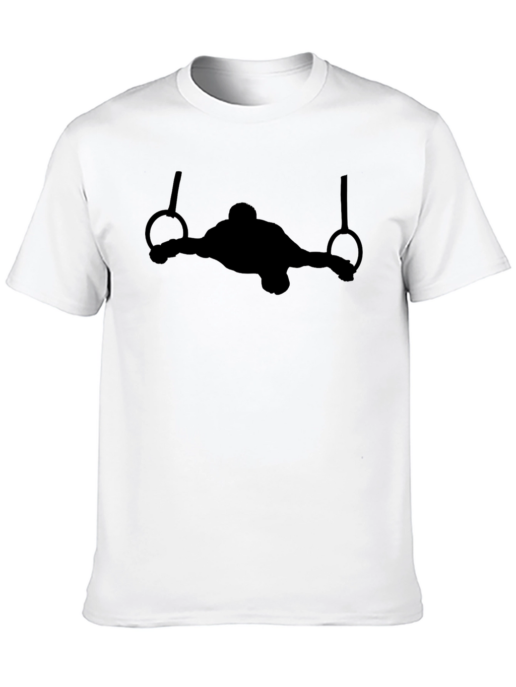 Gymnastics Rings Black T-Shirt - Athlete Silhouette