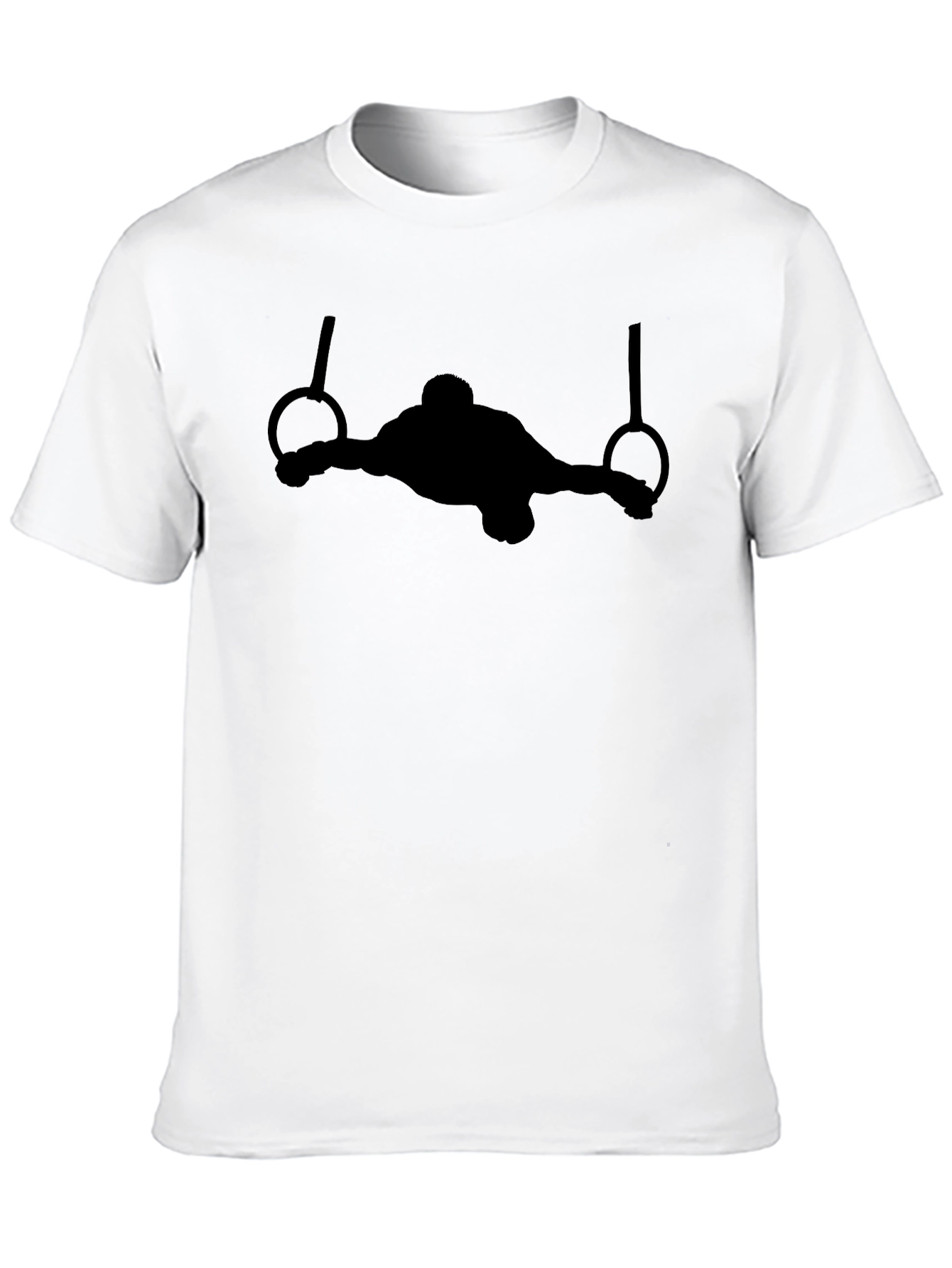 Gymnastics Rings Black T-Shirt - Athlete Silhouette