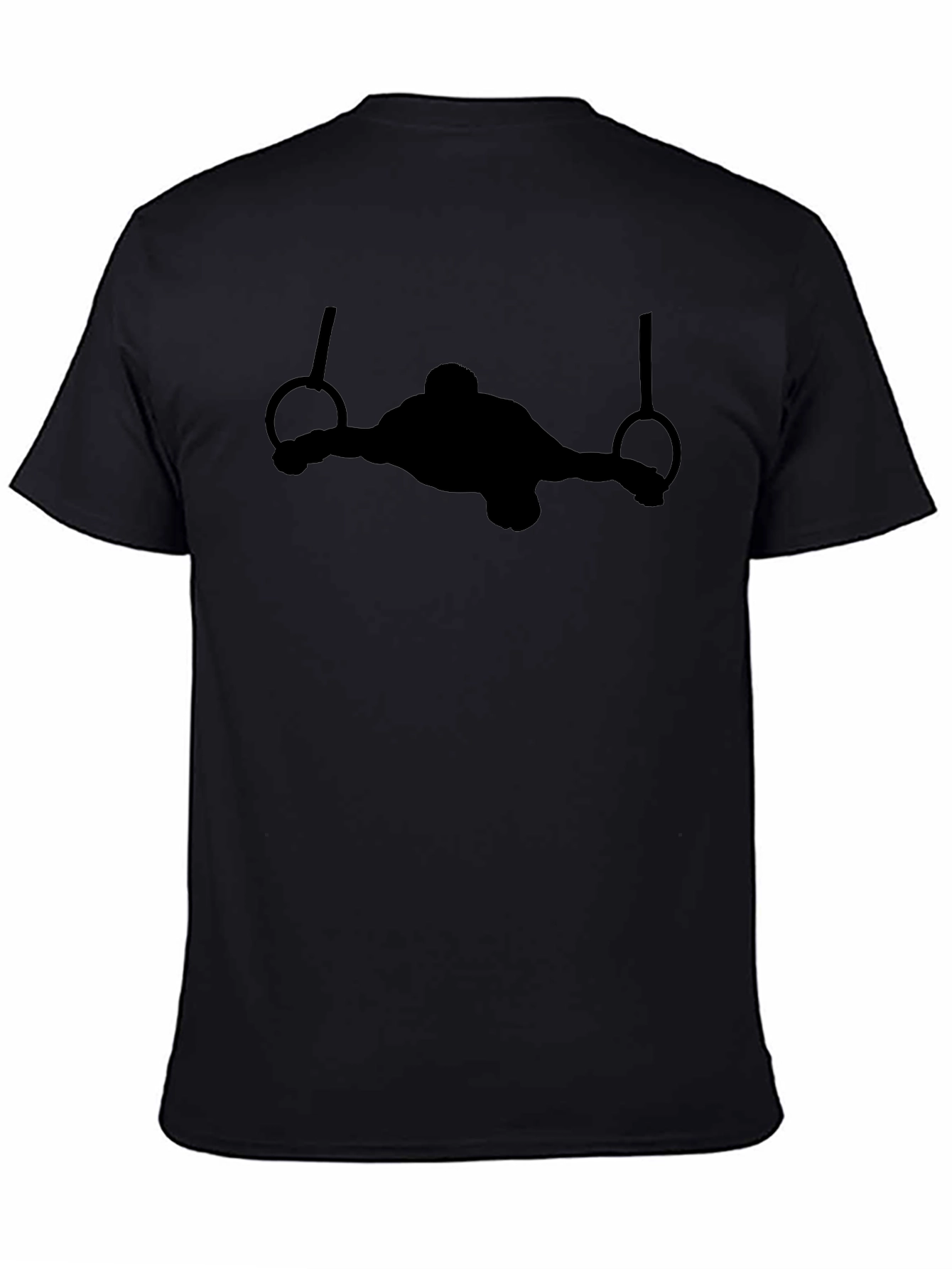 Gymnastics Rings Black T-Shirt - Athlete Silhouette