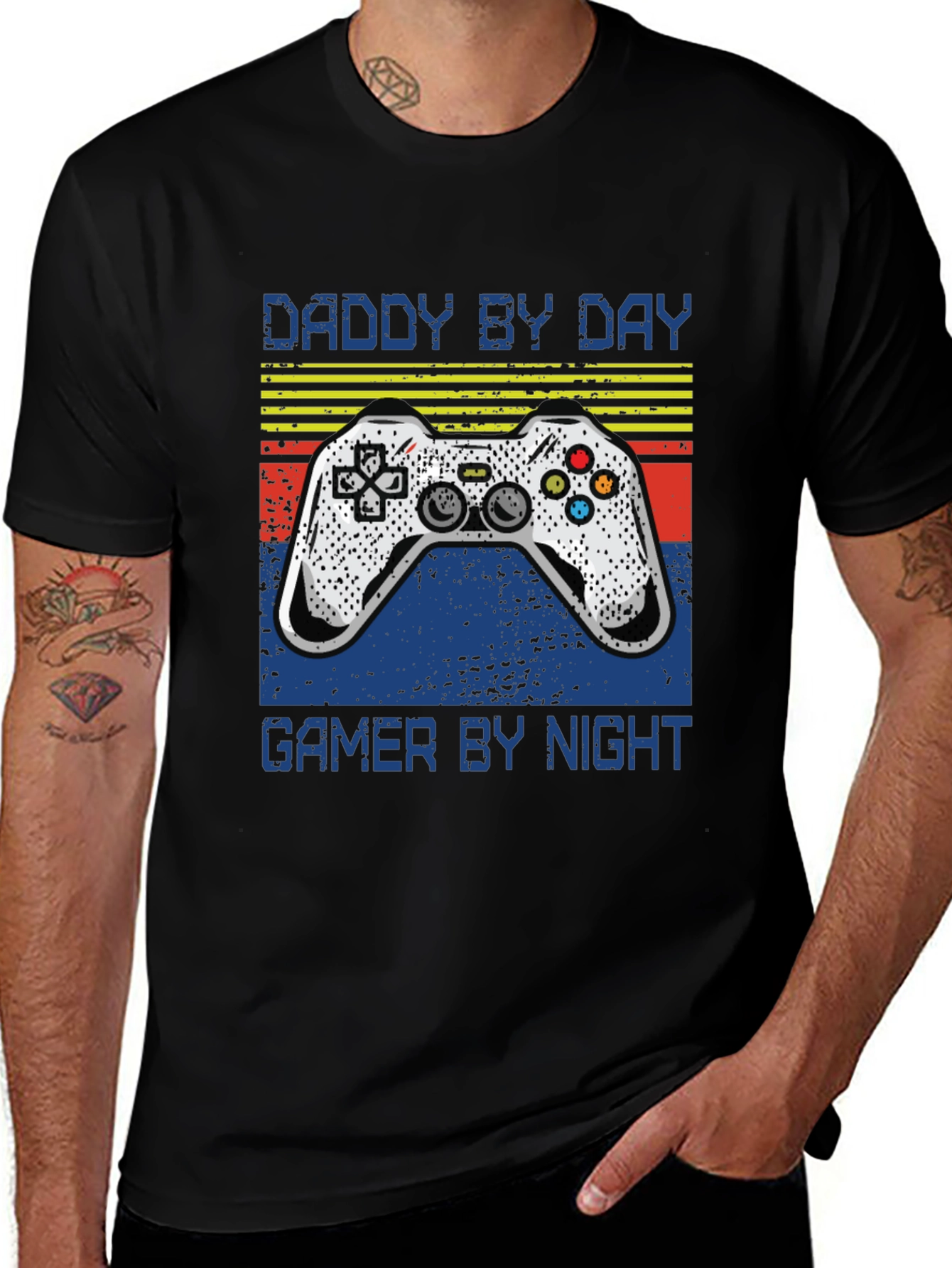 Daddy By Day Gamer By Night Black T-Shirt