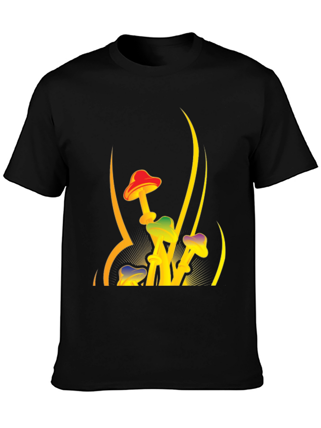 Funky Mushroom Graphic Tee - Black