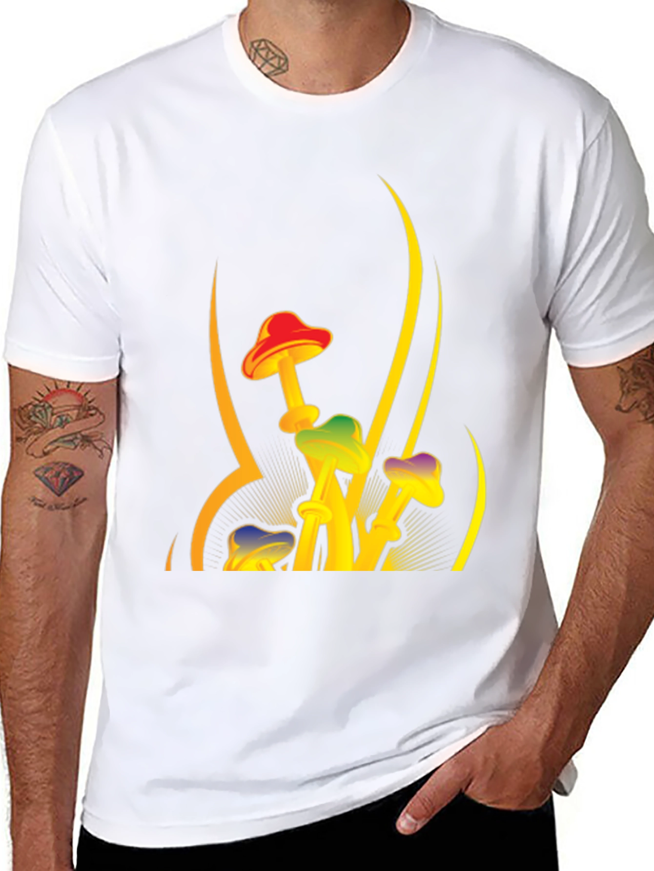 Funky Mushroom Graphic Tee - Black